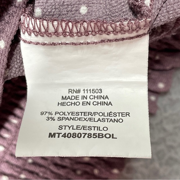 OLM Short Sleeve Top Womens Small Purple Polka Dot Flowy Flutter Sleeve Retro - Picture 5 of 9